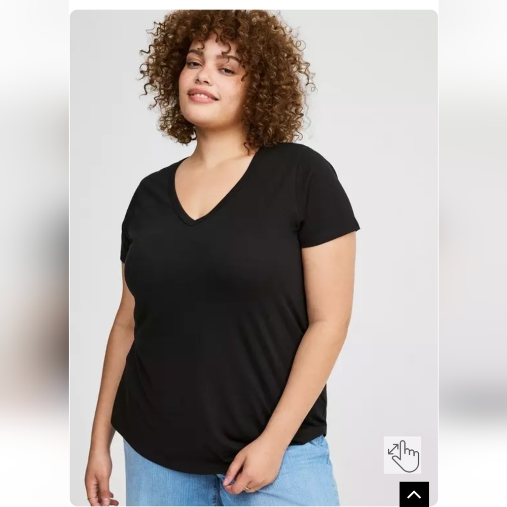 Torrid Signature Jersey Cotton modal V-Neck Tee black 1x - Picture 11 of 15